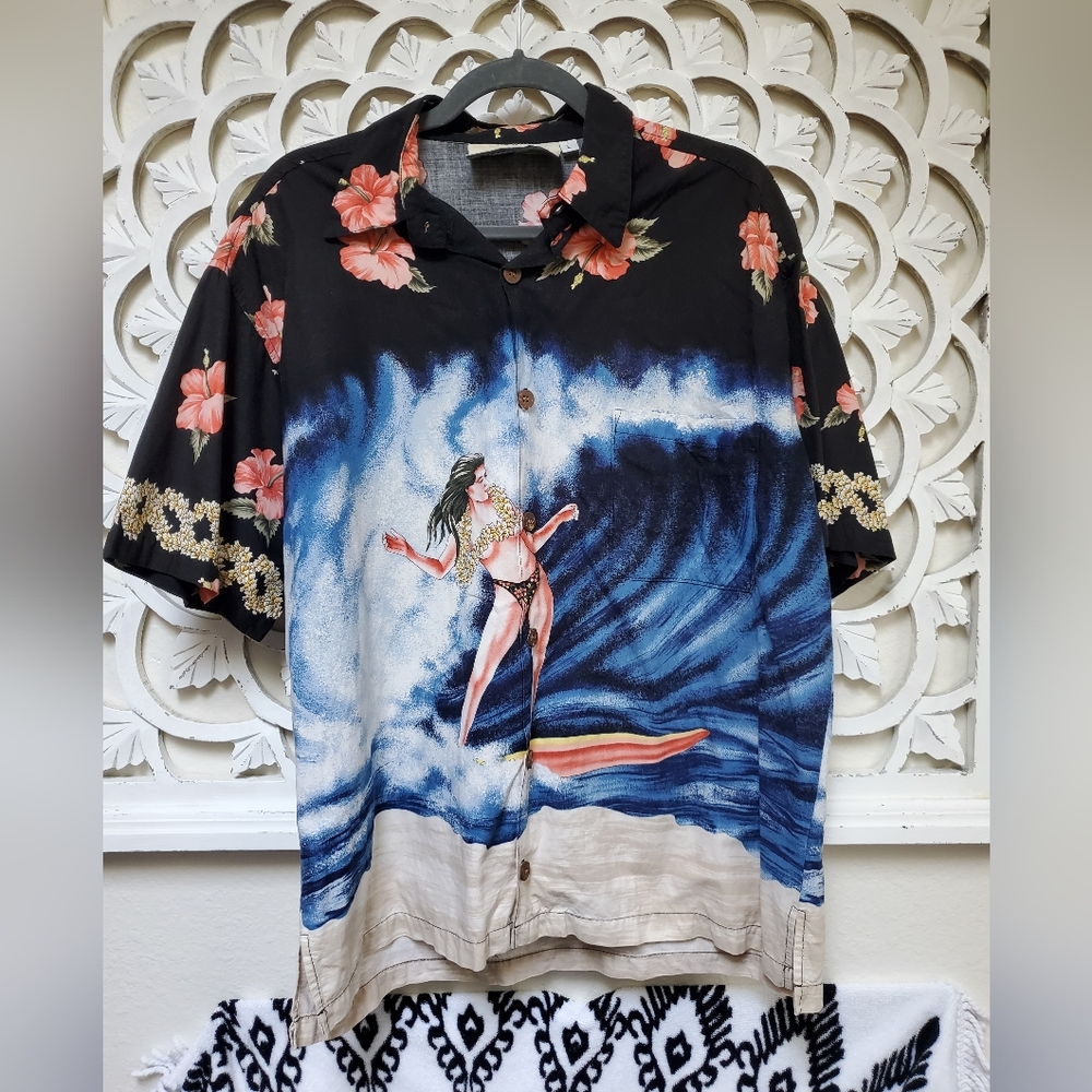 KoKo Island USA Vintage Hawaiian Wahini Sirfer Size Large Shirt Coconut …